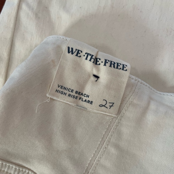 Free People Venice Beach high rise flare worn white, ivory pants - Picture 5 of 9